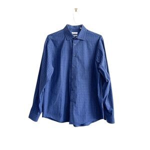 Calvin Klein Men Dress Shirt Regular Fit Shirt Button Long Sleeve Blue Size 16.5